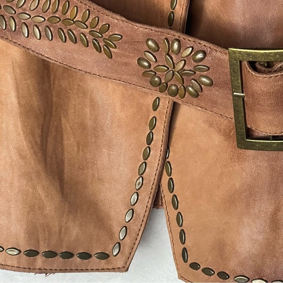 Michael Kors Size Large 100% LeatherTan Women’s Lined Studded Rate Jacket Belt - Picture 2 of 16